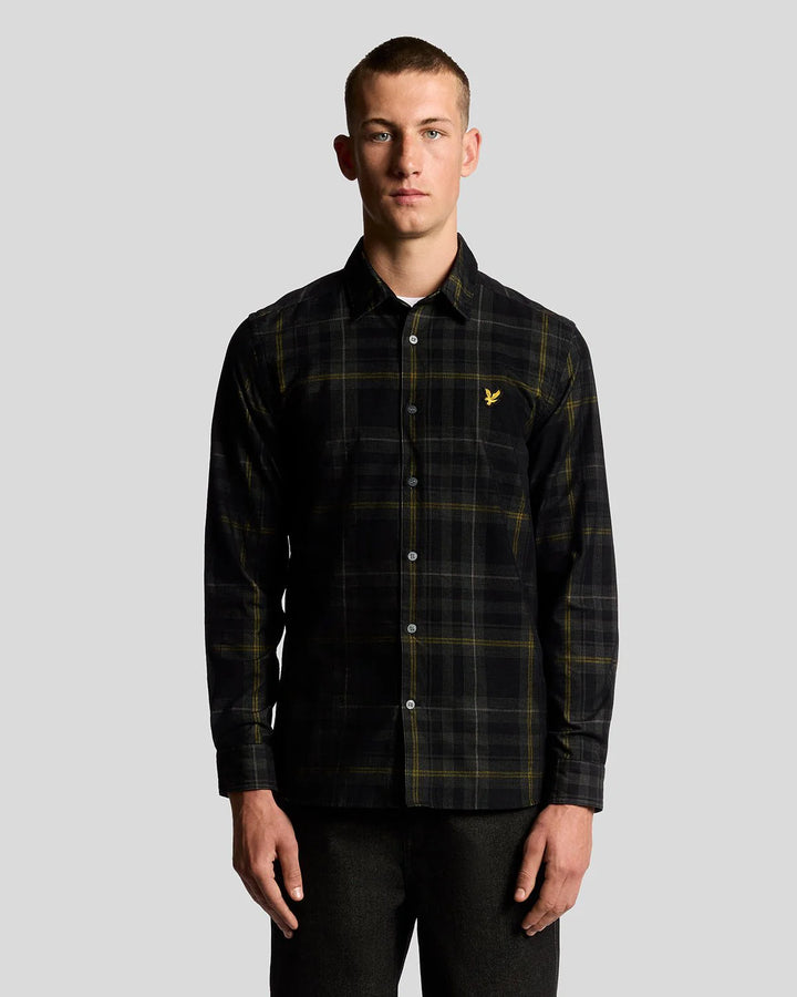 Lyle & Scott Tartan Check Corduroy Shirt Jet Black