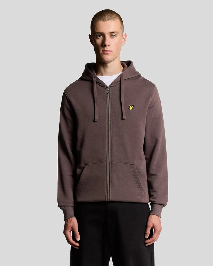 Lyle & Scott Loopback Cotton Fit Full Zip Hoodie Espresso