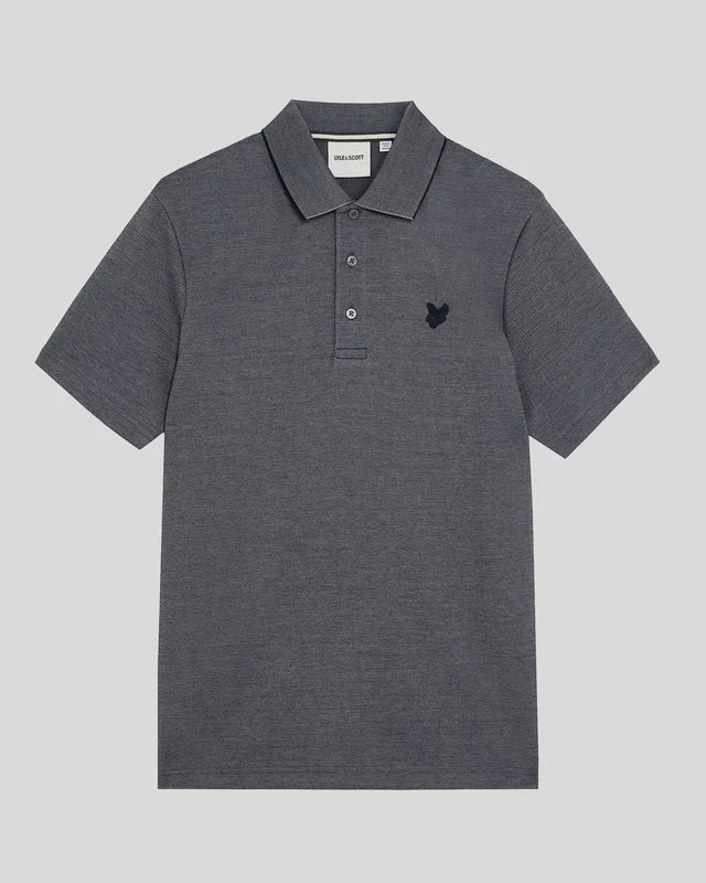 Lyle & Scott Two Tone Pique Polo Shirt Chambray Blue