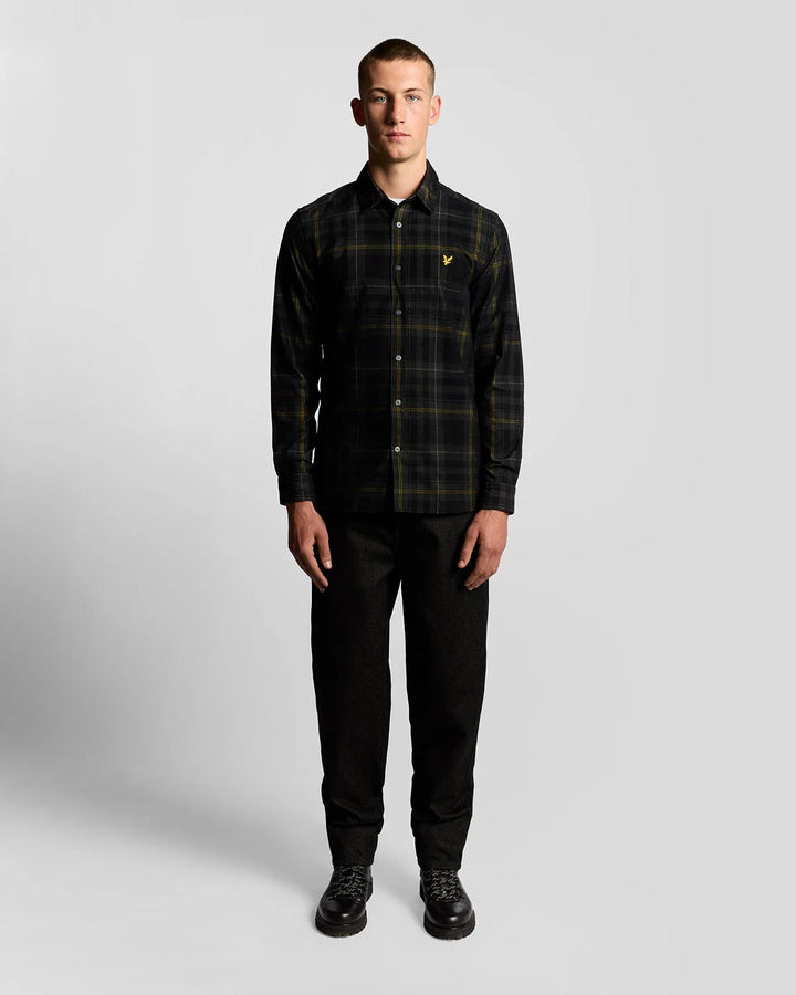 Lyle & Scott Tartan Check Corduroy Shirt Jet Black