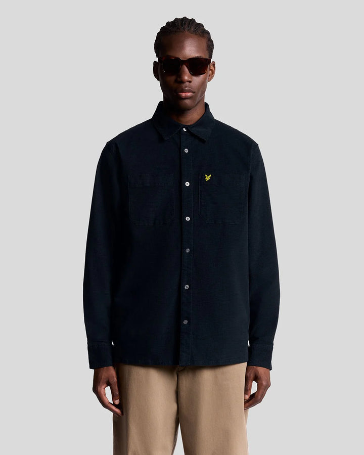 Lyle & Scott Lightweight Needle Cord Shirt Dark Navy