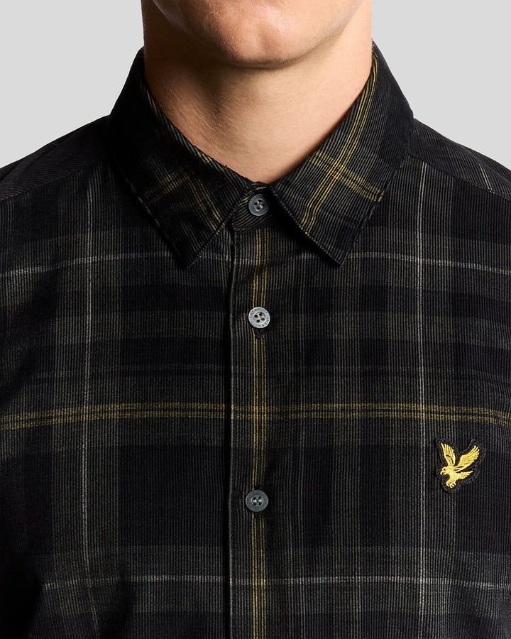 Lyle & Scott Tartan Check Corduroy Shirt Jet Black