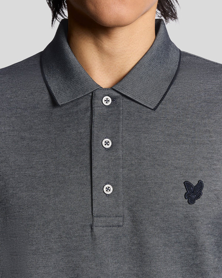 Lyle & Scott Two Tone Pique Polo Shirt Chambray Blue