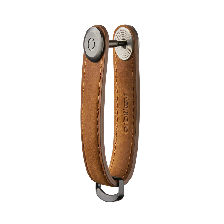 Orbitkey Key Organiser Crazy-Horse Chestnut Brown with Brown Stitching