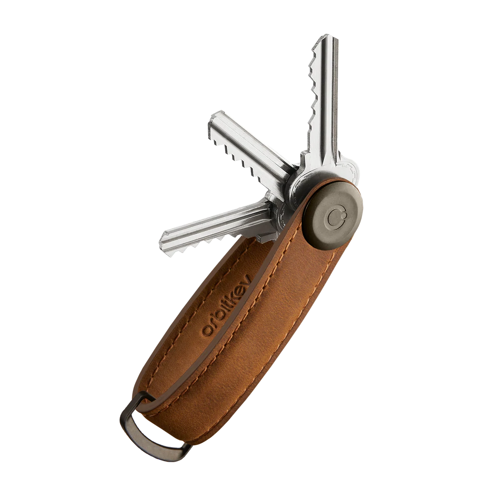Orbitkey Key Organiser Crazy-Horse Chestnut Brown with Brown Stitching