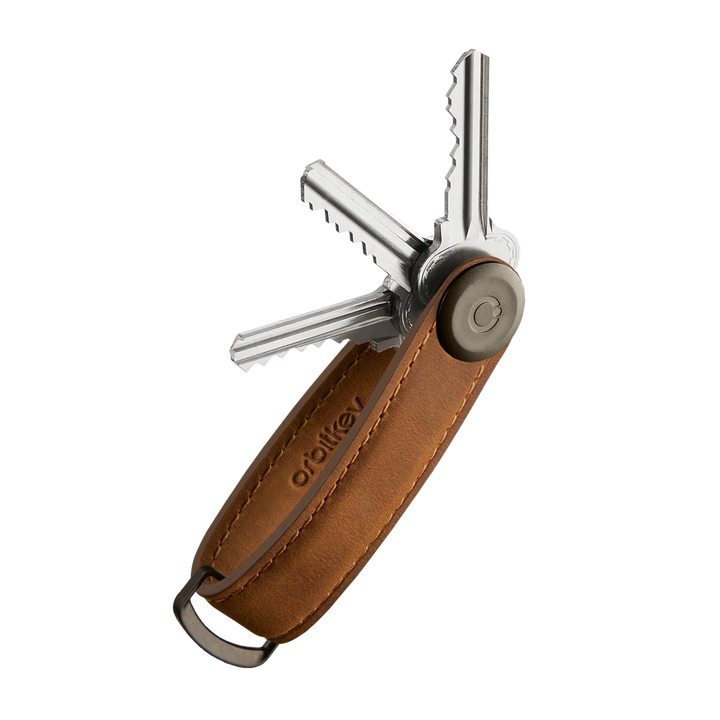 Orbitkey Key Organiser Crazy-Horse Chestnut Brown with Brown Stitching