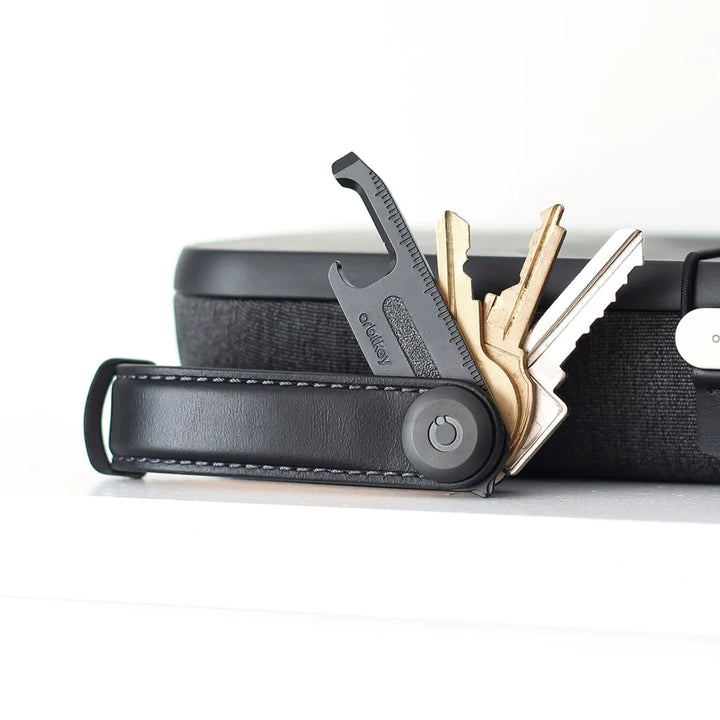 Orbitkey Key Organiser Leather Black with Black Stitching