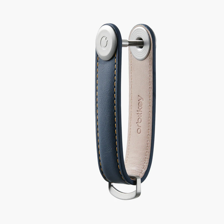 Orbitkey Key Organiser Leather Navy with Tan Stitching
