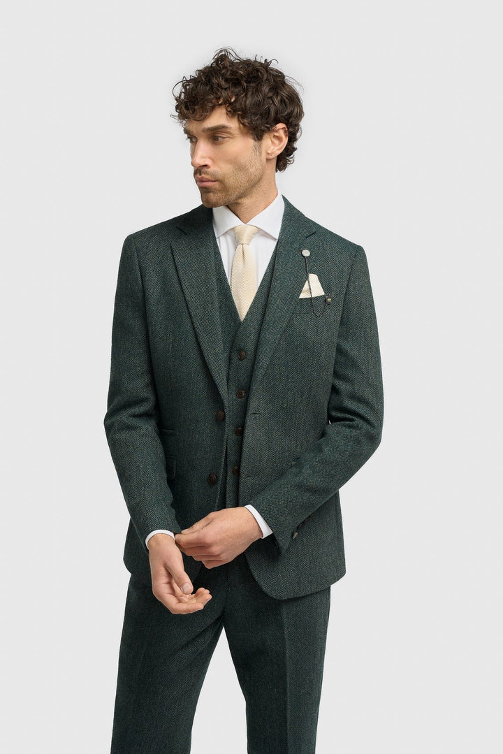 House Of Cavni Thomas Lush Tweed Suit Olive