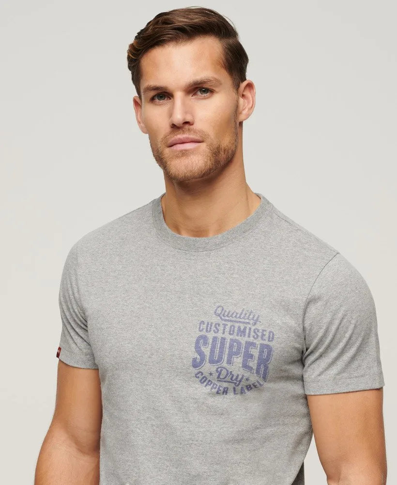 Superdry Copper Label Chest Graphic T-Shirt Ash Grey Marl