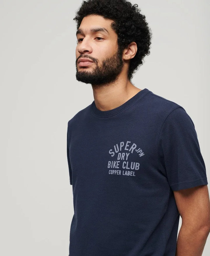 Superdry Copper Label Chest Graphic T-Shirt Blue Navy Marl