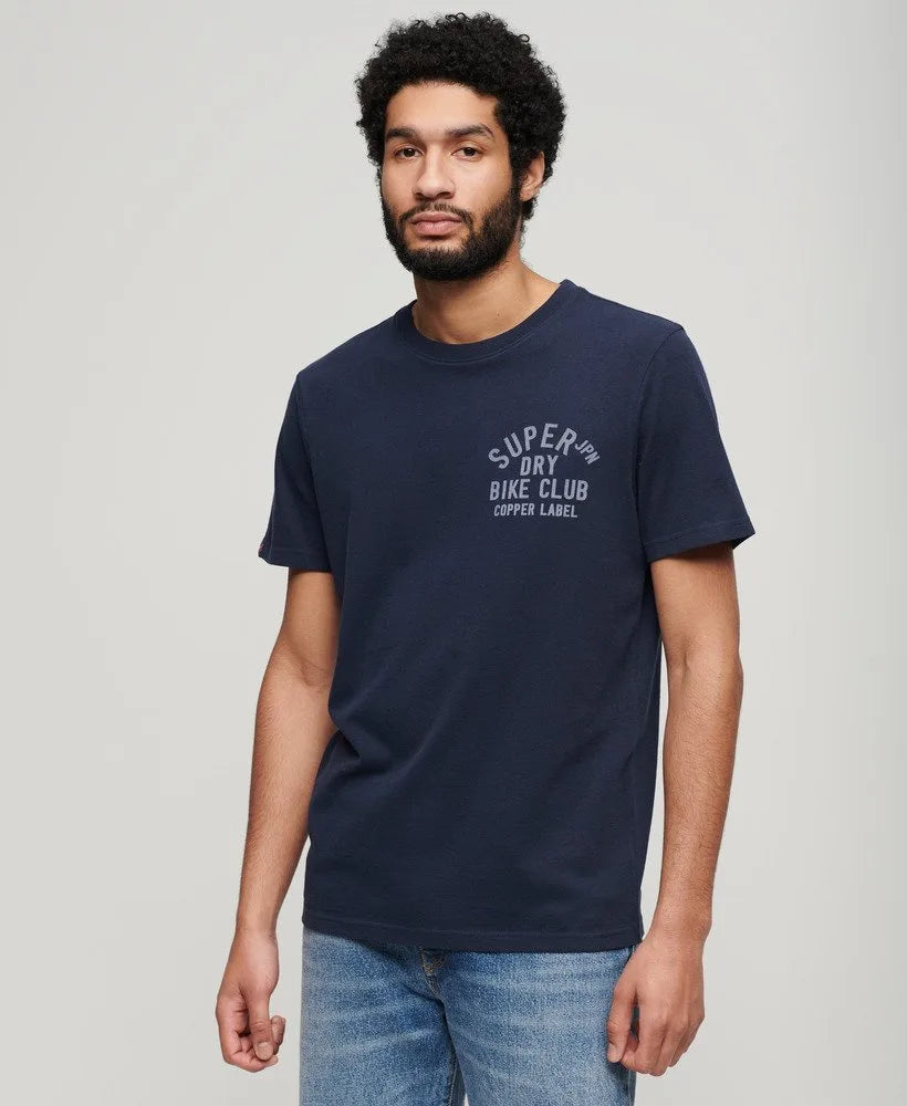 Superdry Copper Label Chest Graphic T-Shirt Blue Navy Marl