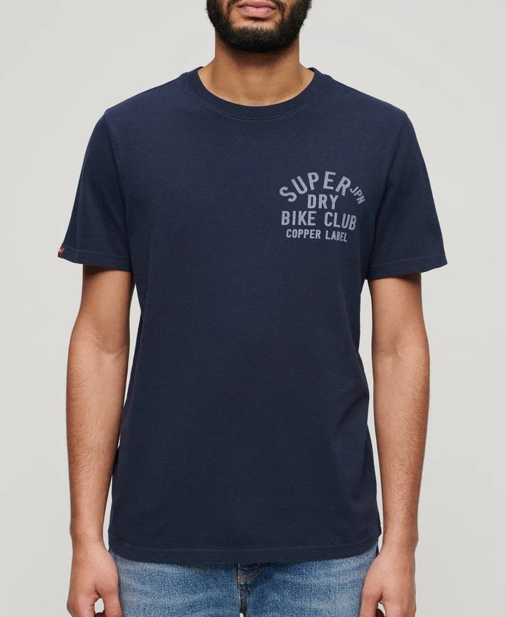 Superdry Copper Label Chest Graphic T-Shirt Blue Navy Marl