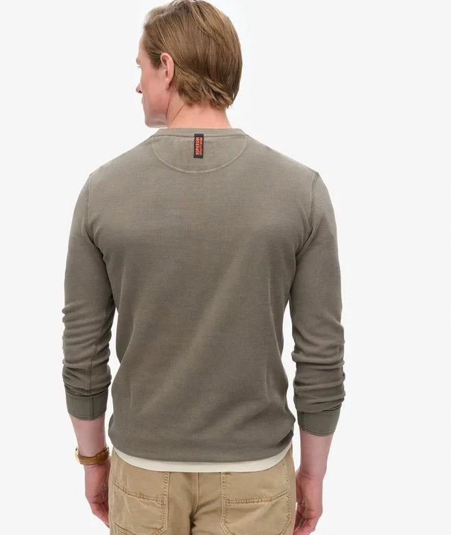 Superdry Vintage Textured Grandad Top Morel Brown