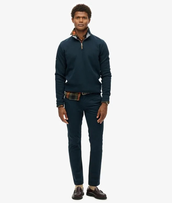 Superdry Core Pique Henley 1/4 Zip Sweatshirt Navy