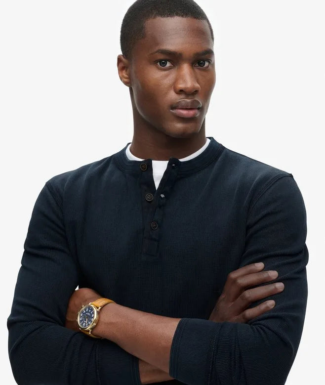 Superdry Vintage Textured Grandad Top Navy