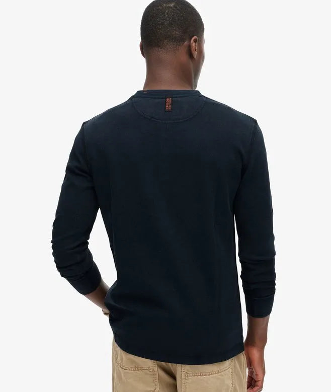 Superdry Vintage Textured Grandad Top Navy