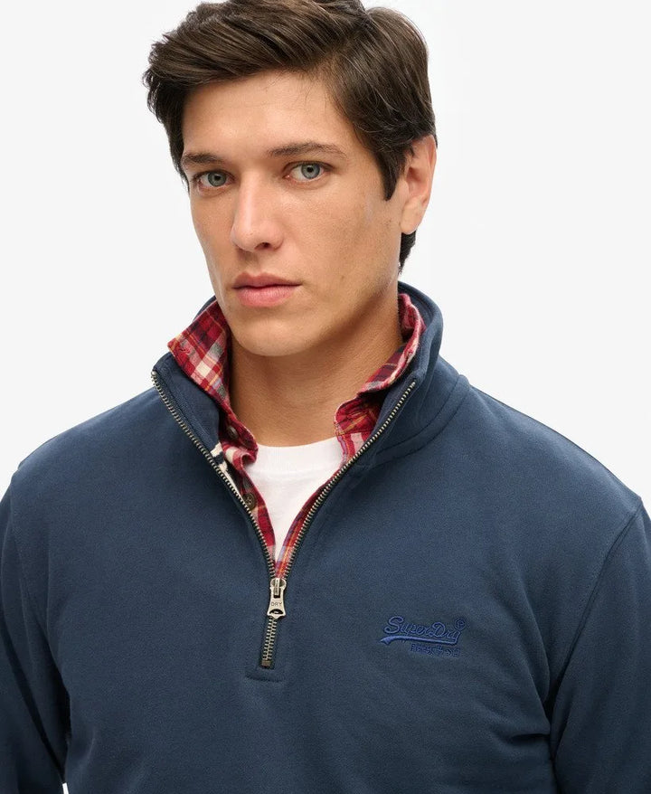 Superdry Henley 1/4 Zip Sweatshirt Navy