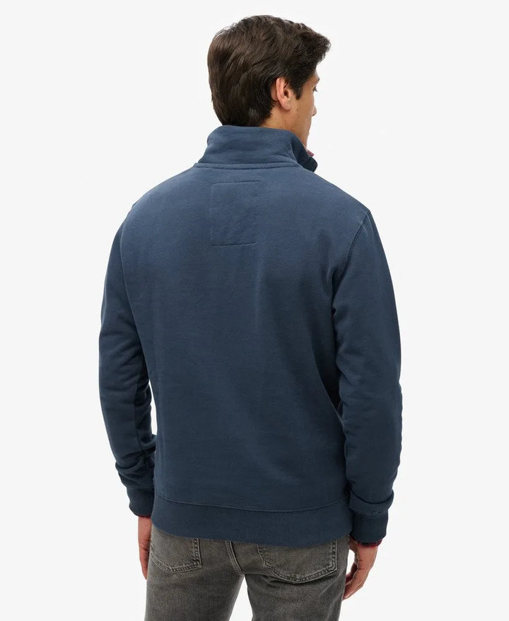 Superdry Henley 1/4 Zip Sweatshirt Navy