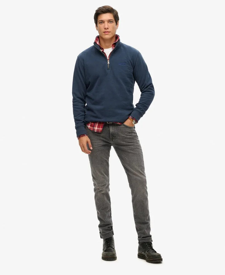 Superdry Henley 1/4 Zip Sweatshirt Navy