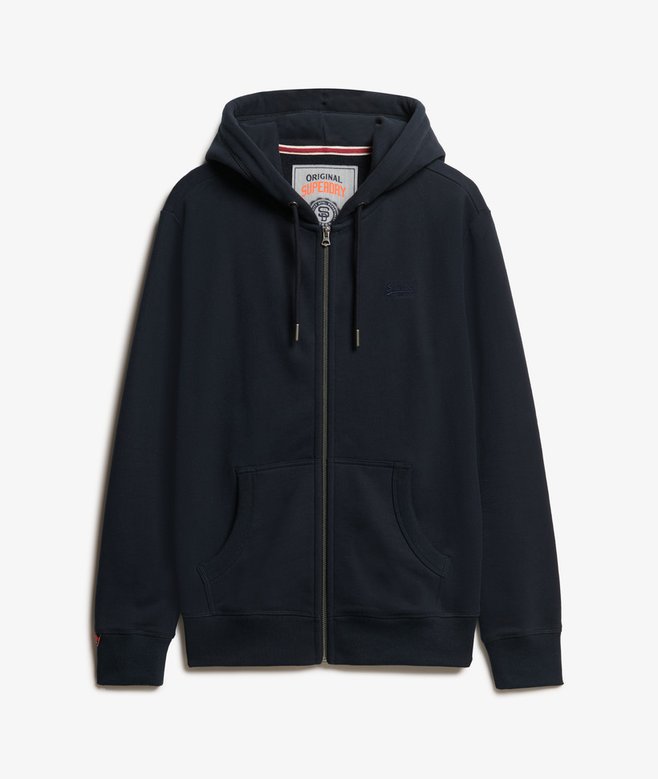 Superdry Essential Logo Half Brushed Full Zip Hoodie Navy