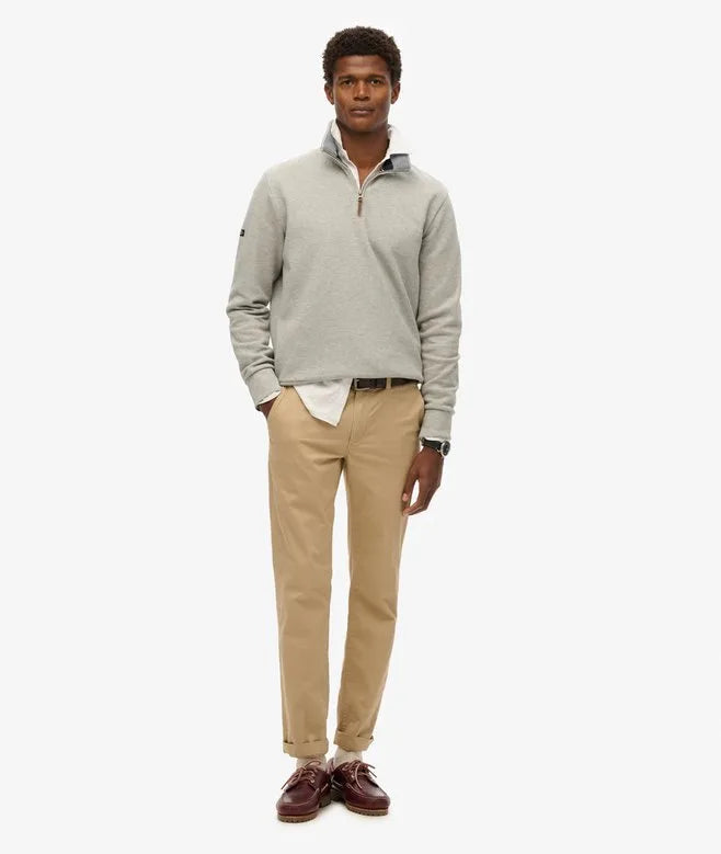 Superdry Core Pique Henley 1/4 Zip Sweatshirt Grey Marl