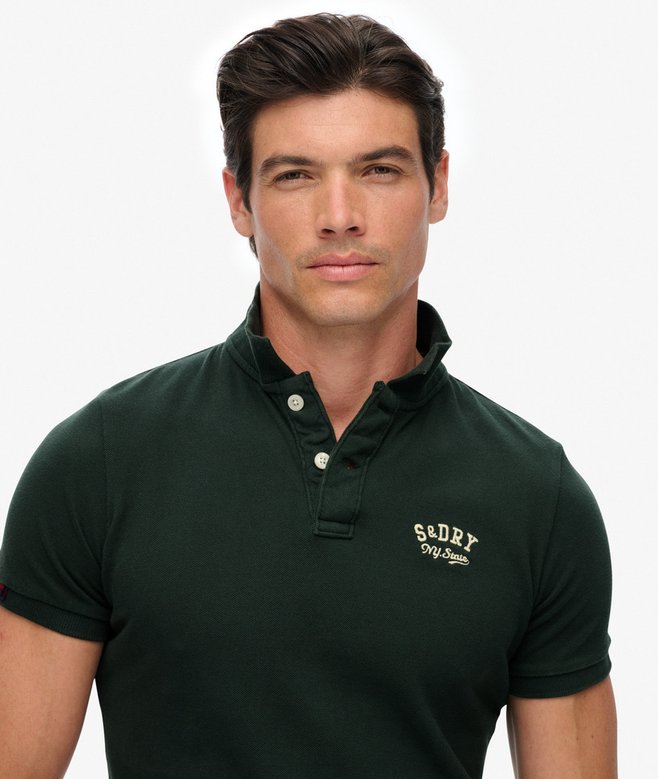 Superdry Vintage Athletic Embroidered Polo Shirt Eagle Green