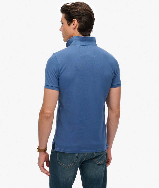 Superdry Vintage Athletic Embroidered Polo Shirt Bay Blue