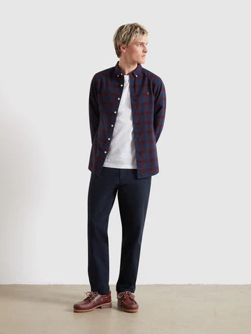 Farah Brewer Shirt Check Oxford Bordeaux