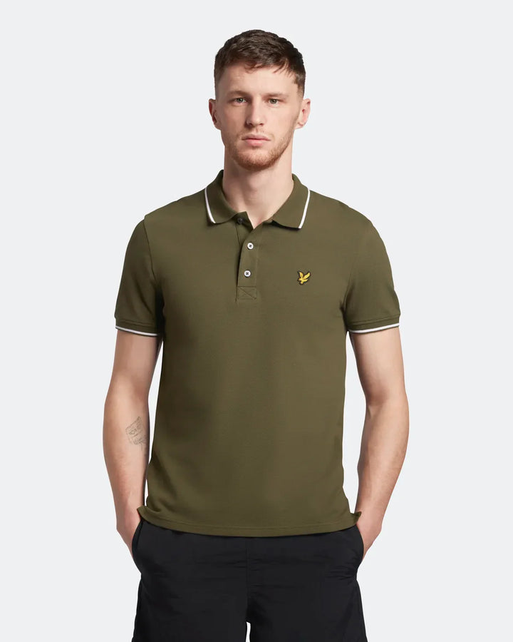 Lyle &amp; Scott Tipped Polo Shirt Olive/White image 0