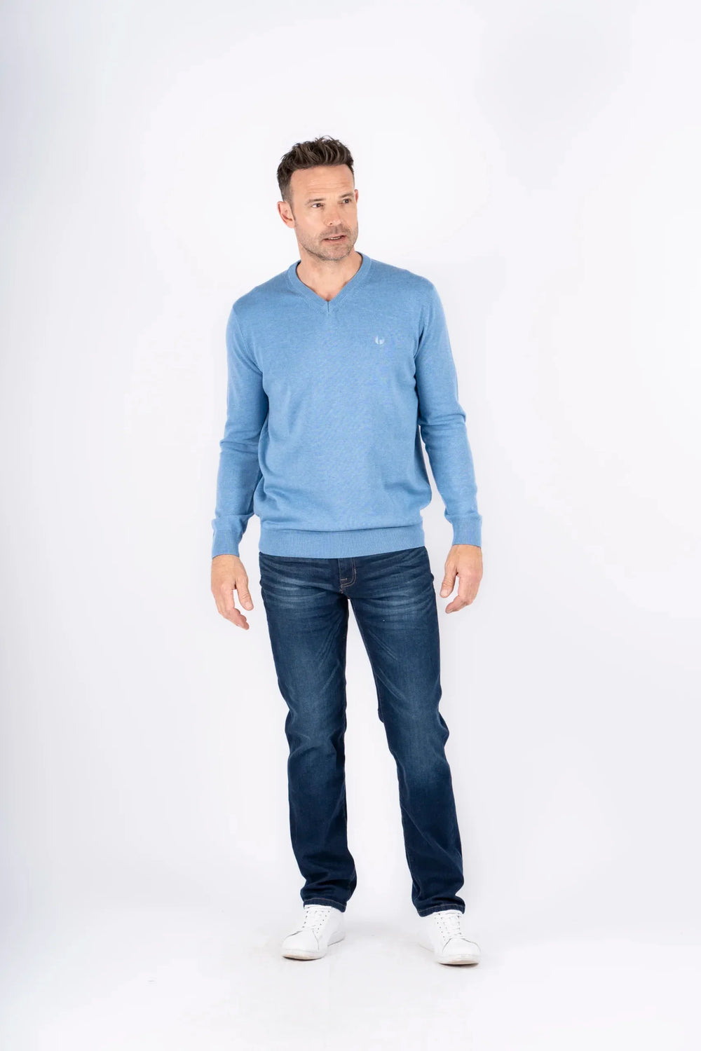 Pre End Malcom V Neck Jumper Blue Mix image 1