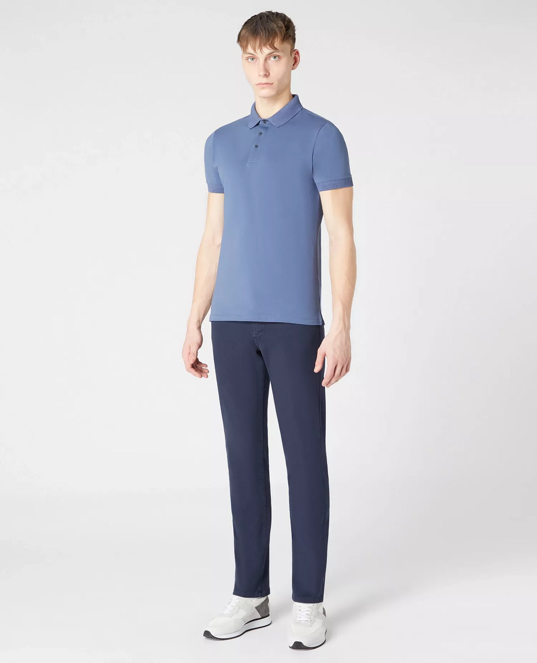 Remus Uomo Short Sleeve 3 Button Polo Shirt Blue image 3
