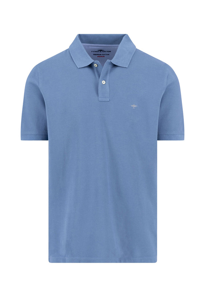 Fynch Hatton Cotton Polo Shirt With a Classic Collar Pacific