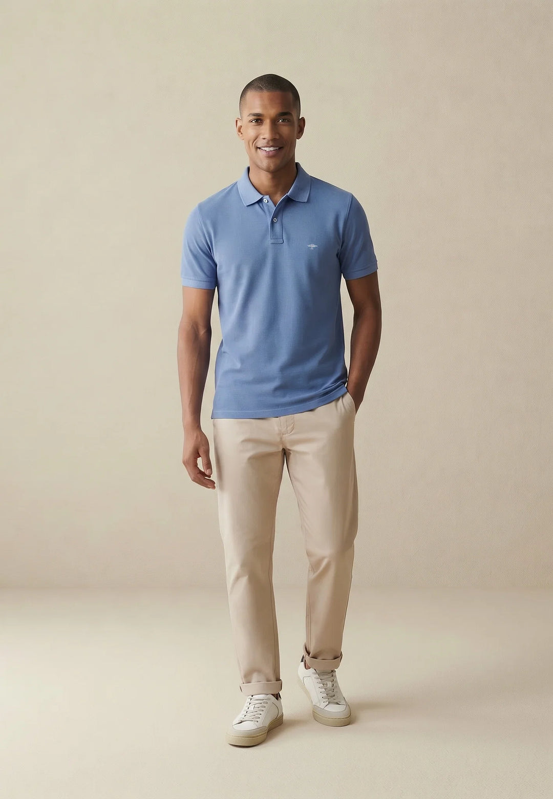 Fynch Hatton Cotton Polo Shirt With a Classic Collar Pacific