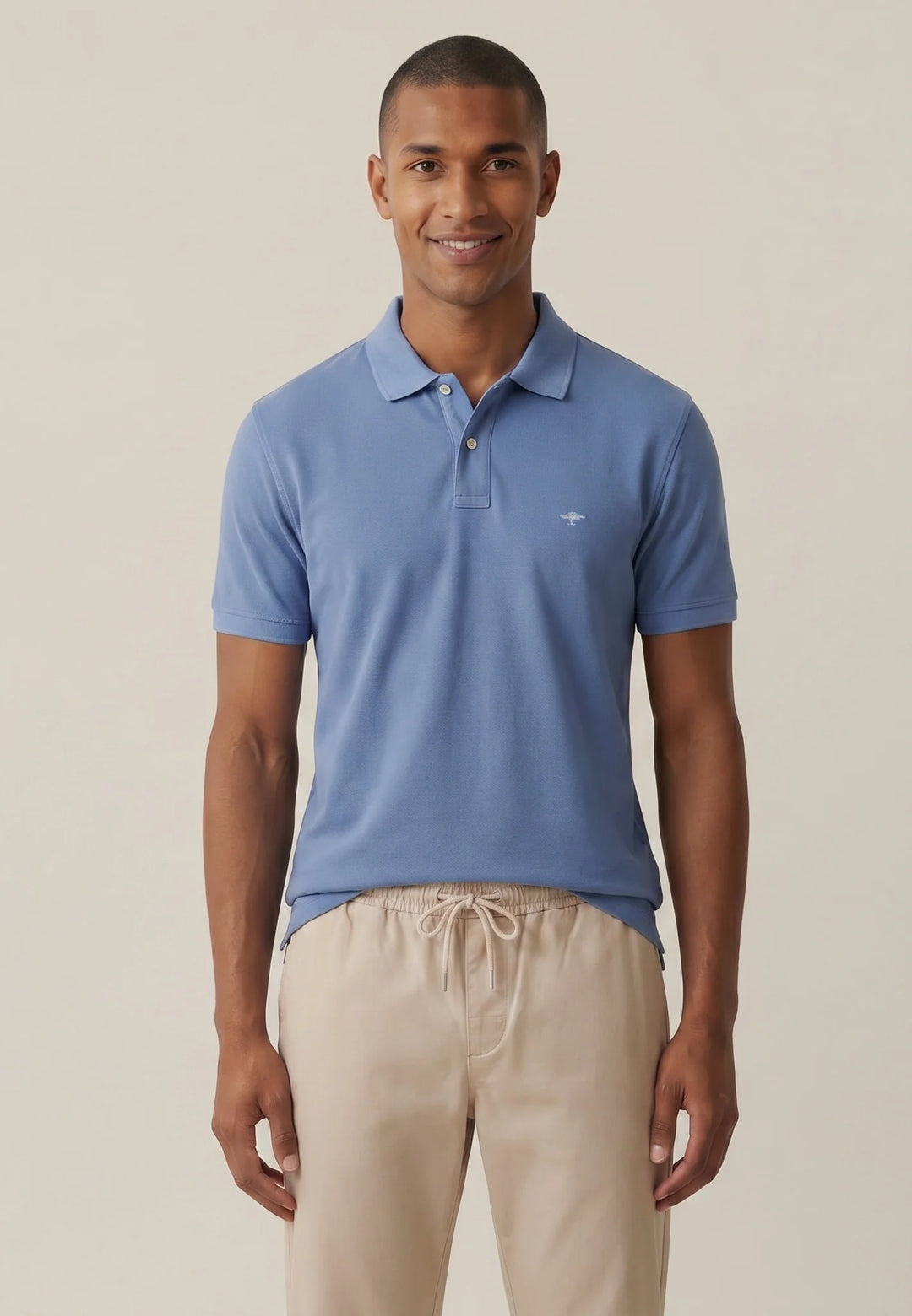 Fynch Hatton Cotton Polo Shirt With a Classic Collar Pacific