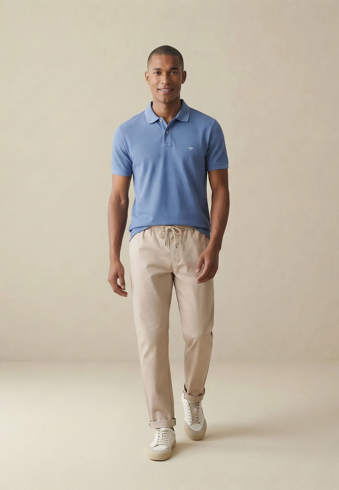 Fynch Hatton Cotton Polo Shirt With a Classic Collar Pacific