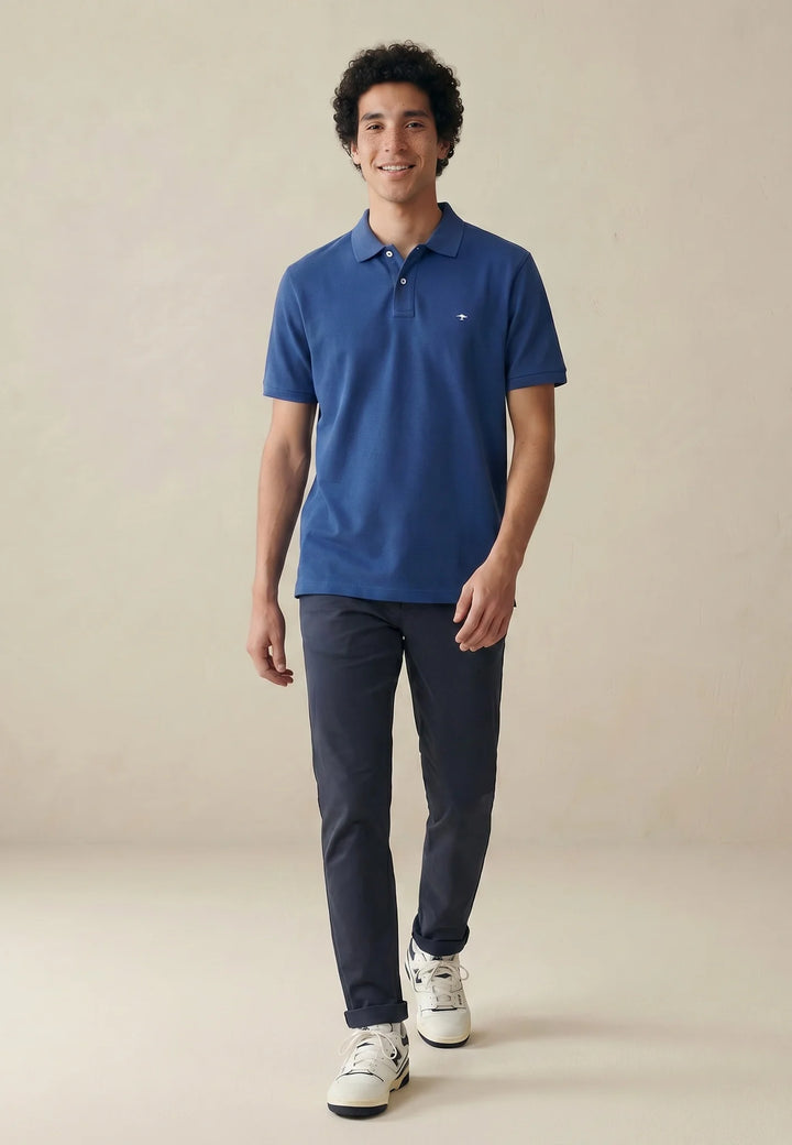 Fynch Hatton Cotton polo shirt with a classic collar Midnight