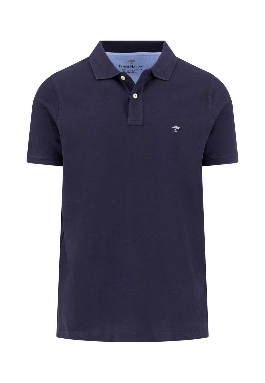 Fynch Hatton Cotton Polo Shirt With a Classic Collar Navy