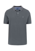 Fynch Hatton Cotton polo shirt with a classic collar Asphalt