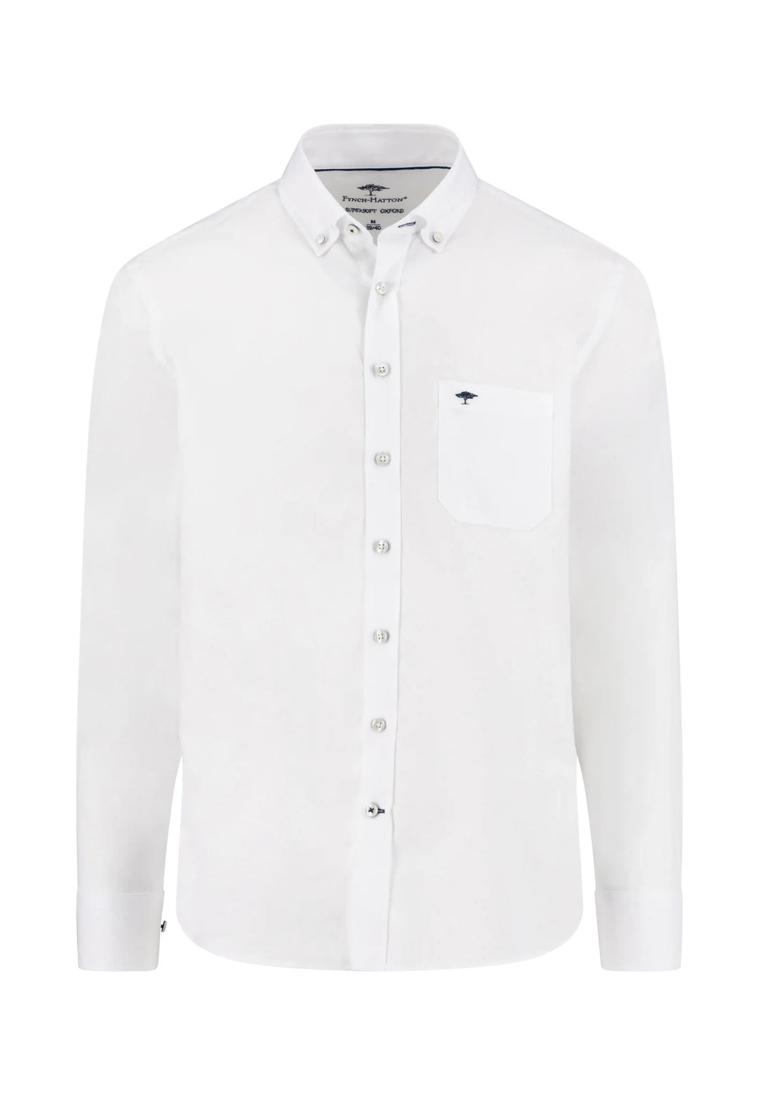 Fynch Hatton Cotton Oxford shirt with button-down collar White
