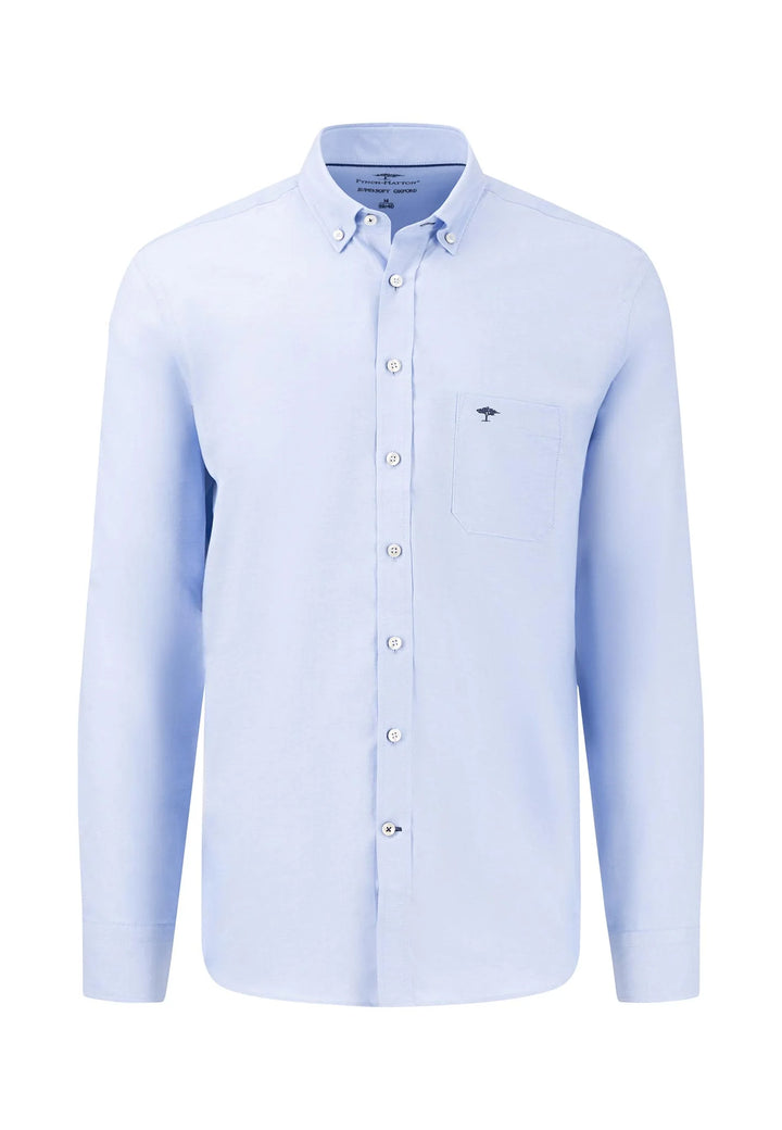 Fynch Hatton Cotton Oxford shirt with button-down collar Light Blue