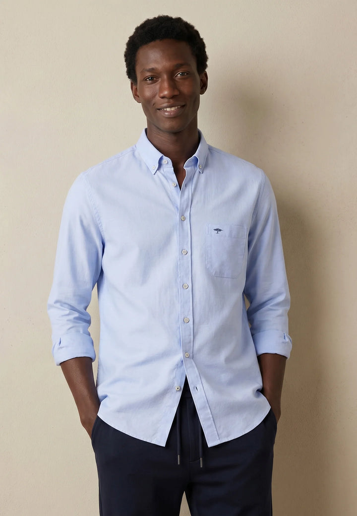 Fynch Hatton Cotton Oxford shirt with button-down collar Light Blue