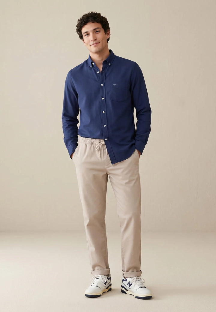 Fynch Hatton Cotton Oxford shirt with button-down collar Navy