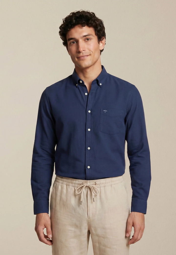 Fynch Hatton Cotton Oxford shirt with button-down collar Navy