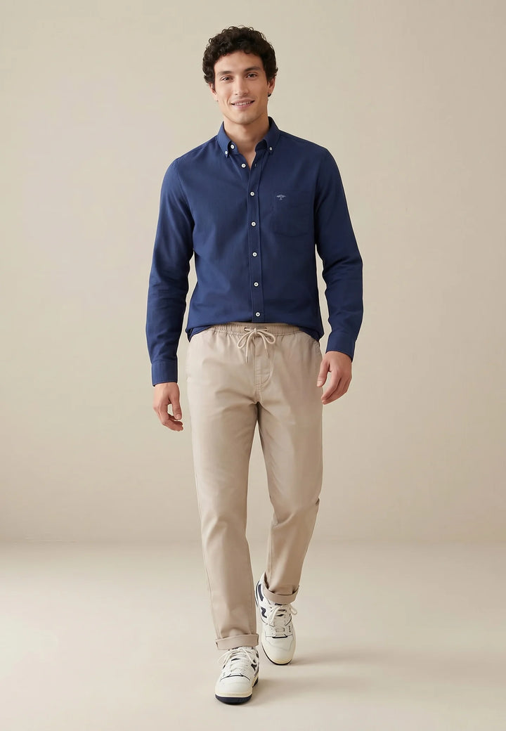 Fynch Hatton Cotton Oxford shirt with button-down collar Navy