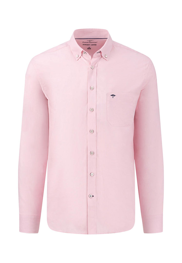 Fynch Hatton Cotton Oxford shirt with button-down collar Pink