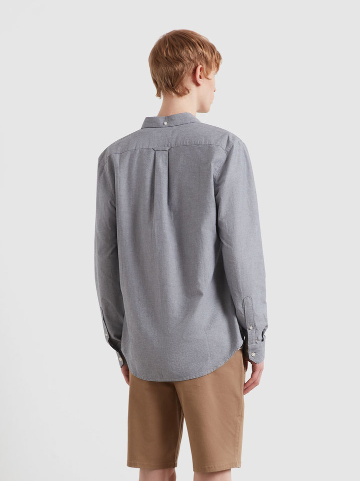 Farah Brewer Slim Fit Organic Cotton Oxford Shirt In White/True Navy