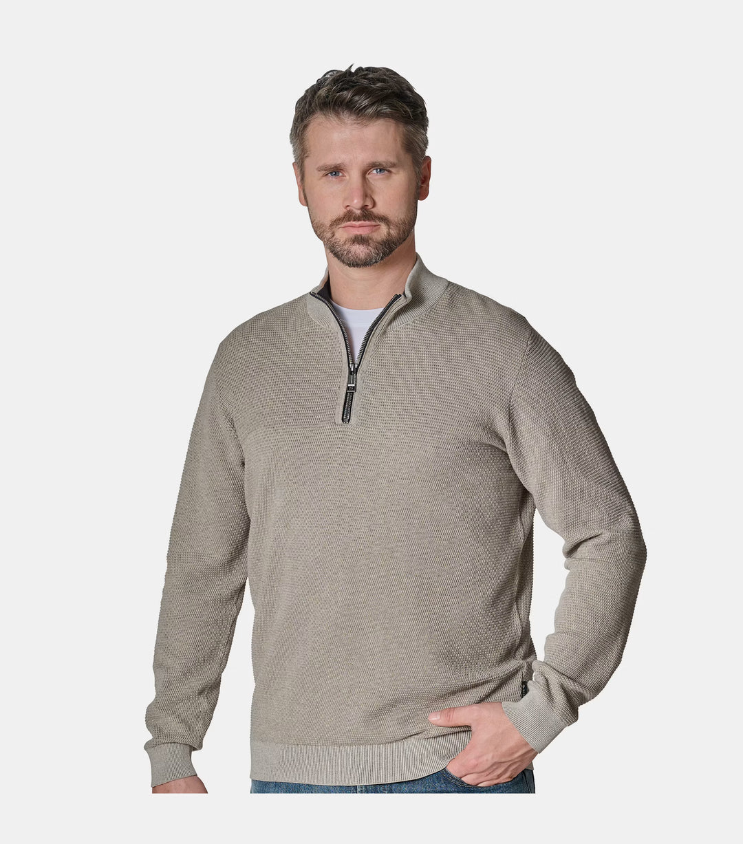 Casa Moda Half Zip Sweatshirt Brindle