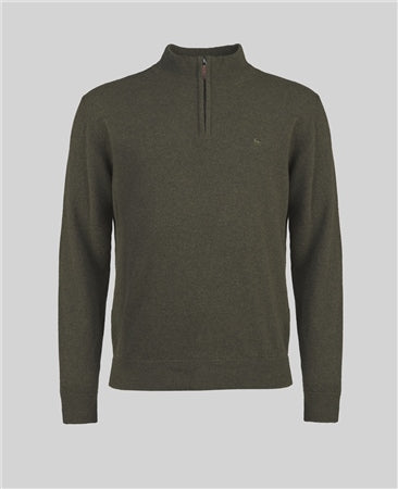 Magee Lunnaigh Lambswool 1/4 Zip Jumper in Moss Green