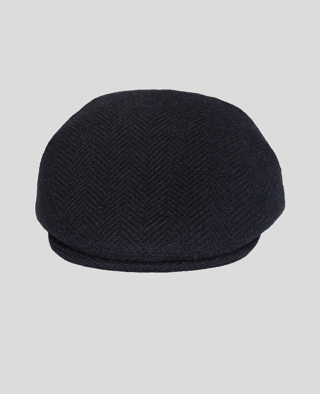 Magee Donegal Tweed Flat Cap in Navy & Black Herringbone